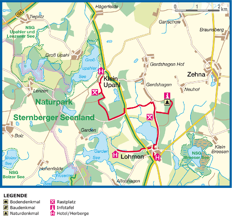 Wandertouren planen - gemütliche 11 km von Klein Upahl nach Lohmen Wandertouren planen - gemütliche 11 km von Klein Upahl nach Lohmen