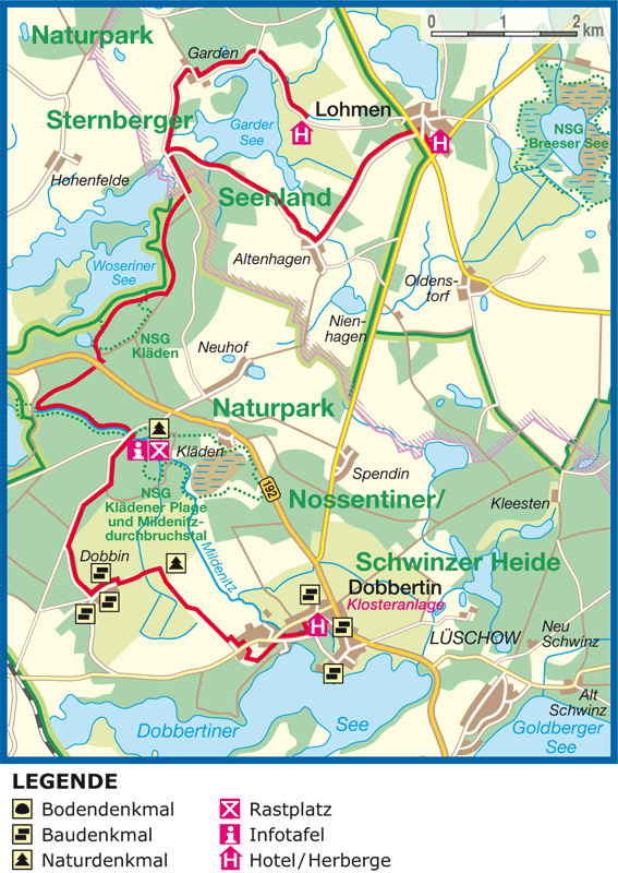 Wanderweg-Beschreibung von Lohmen nach Dobbertin - 18 km Wandern Wanderweg-Beschreibung von Lohmen nach Dobbertin - 18 km Wandern